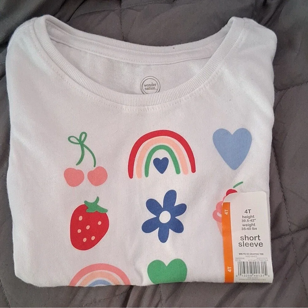 Wonder Nation 4T 4pc Cotton Outfit Set, 2 Tees & 2 Shorts Spring/Summer.